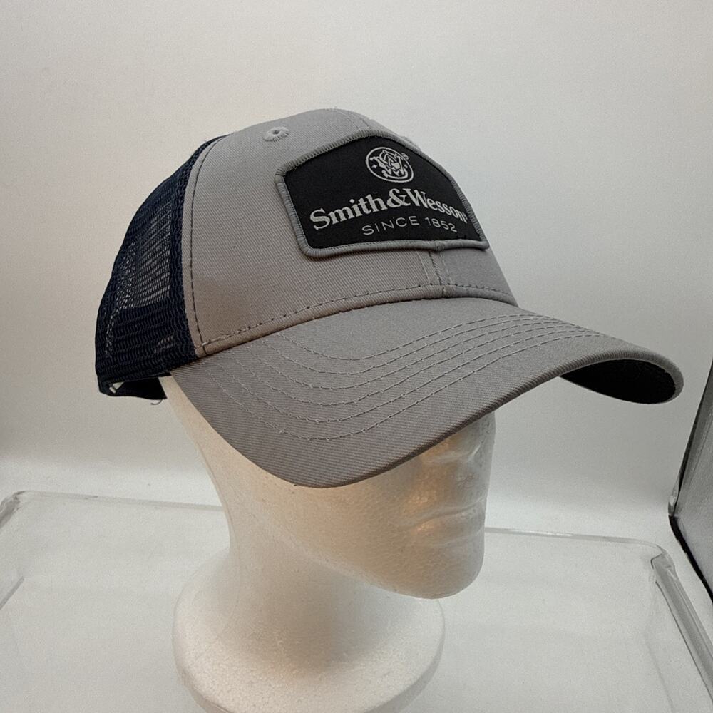 New Smith and Wesson Classic Logo Trucker Hat Navy And Grey New Dealer OEM